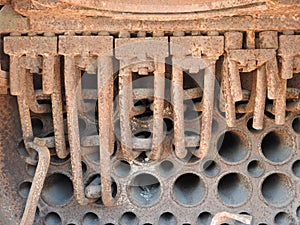 Details of old rusty locomotives close-up, texture