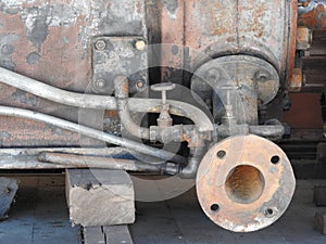 Details of old rusty locomotives close-up, texture