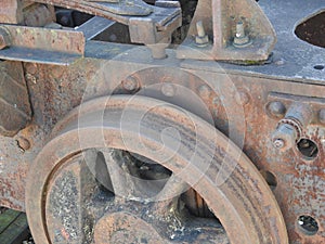 Details of old rusty locomotives close-up, texture