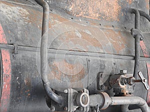 Details of old rusty locomotives close-up, texture