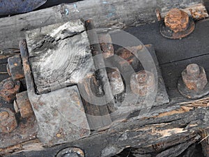 Details of old rusty locomotives close-up, texture