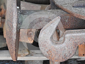 Details of old rusty locomotives close-up, texture