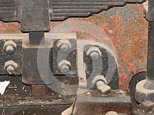 Details of old rusty locomotives close-up, texture