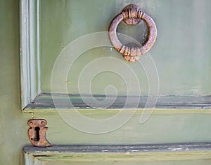 Details of an old wooden door.