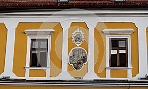 Details of an old yellow building