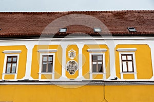 Details of an old yellow building