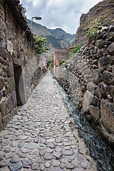 Details of Ollantaytambo, former Inca city, Peru