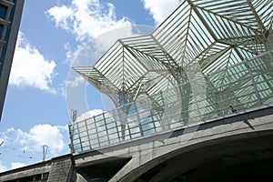 Details Orient Train Station (Gare do Oriente) located in the eastern part of Lisbon, capital of Portugal.