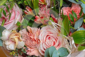 Details of a pink rose bouquet.. photo