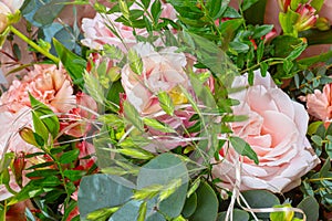 Details of a pink rose bouquet.. photo