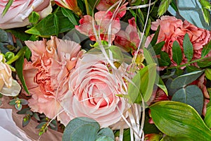 Details of a pink rose bouquet.. photo