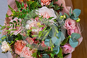 Details of a pink rose bouquet.. photo