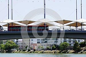 Details of Puente del Cachorro bridge in Seville, Spain