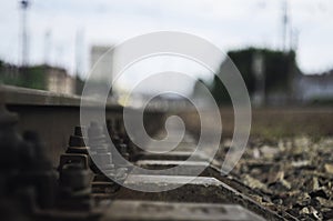 Details of a railroad parts in summer sunshin