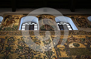 Details of the restored mosaics in the Basilica of the Nativity in Bethlehem