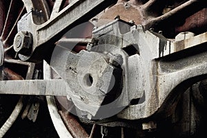 Details of a retro train wheel.