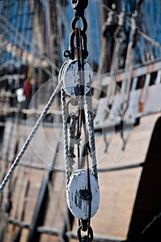 Details of rigging of sailboat