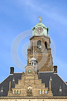 Details of roof and tower Ancient city hall Rotterdam