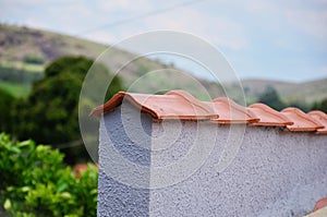 Details of the roofs on the wall of the house