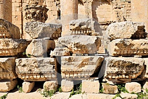 Details of ruined Greco-Roman city in Jerash, Jordan