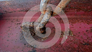 Details of rusty and broken iron chains