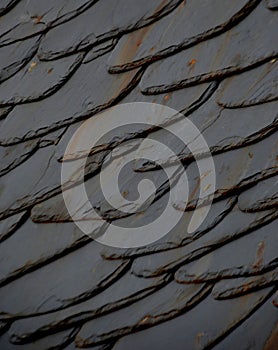 Details of shale roof on a house built from schist in PiodÃÂ¯ÃÂ¿ÃÂ½o, one of Portugal`s schist villages in the Aldeias do Xisto photo