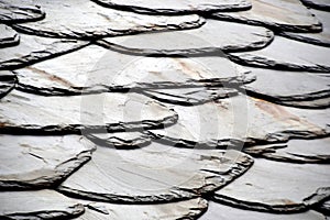 Details of shale roof on a house built from schist in PiodÃÂ¯ÃÂ¿ÃÂ½o, one of Portugal`s schist villages in the Aldeias do Xisto photo