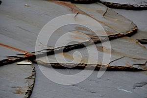 Details of shale roof on a house built from schist in PiodÃÂ¯ÃÂ¿ÃÂ½o, one of Portugal`s schist villages in the Aldeias do Xisto photo