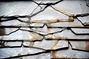 Details of shale roof on a house built from schist in Piodao, one of Portugal`s schist villages in the Aldeias do Xisto photo