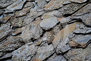 Details of shale roof on a house built from schist in Piodao, one of Portugal`s schist villages in the Aldeias do Xisto photo