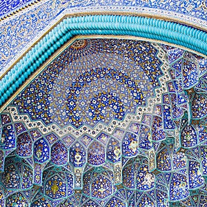 Details of Sheikh Lotfollah Mosque in Isfahan, Iran