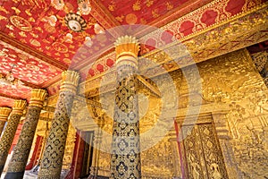 Details shot of Laos`s art at Wat Mai in Luang Pra bang photo