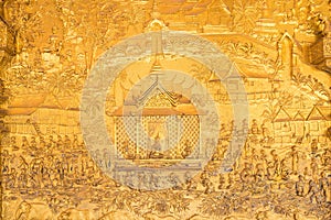 Details shot of Laos`s art at Wat Mai in Luang Pra bang photo