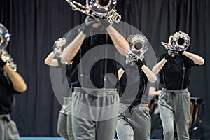 Details from a show band, fanfare drum band our marching orchestra