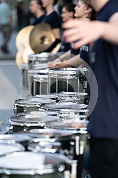 Details from a show band, fanfare drum band our marching orchestra