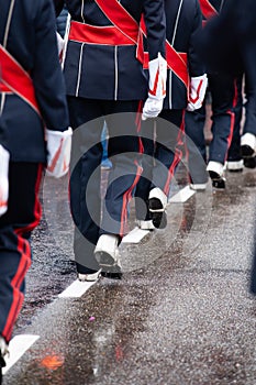 Details from a show and Marchingband or fanfare and drumband wit