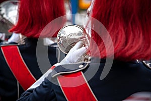 Details from a show and Marchingband or fanfare and drumband wit