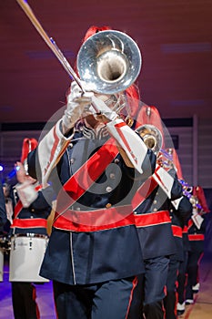 Details from a showband, fanfare our drumband with Instruments