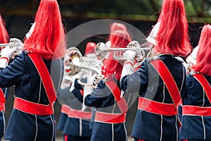 Details from a showband, fanfare our drumband with Instruments