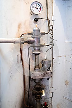 Details of smoked old gas boiler