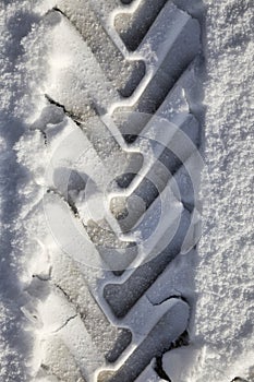 details of snow-covered road