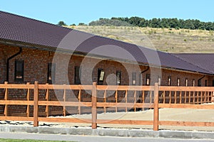 Details of stables, fencing . Outdoor manege