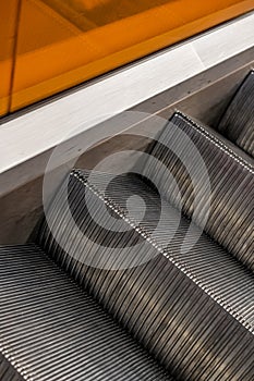 Details of the stairs of an escalator..