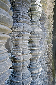 Details of stone window finishing at Angkor Wat temple