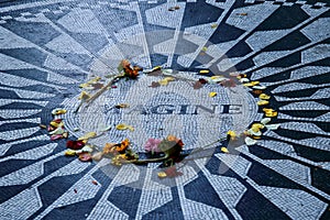 Details of Strawberry Fields memorial dedicated to the memory of John Lennon