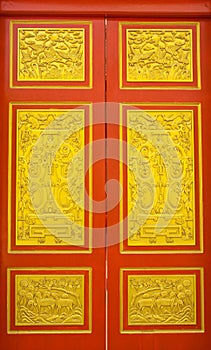 Details of Thai traditional style door carving.