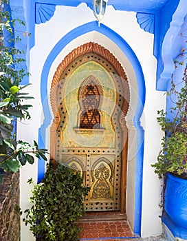 Details of traditional Moroccan architecture. Chefchaouen, Morocco