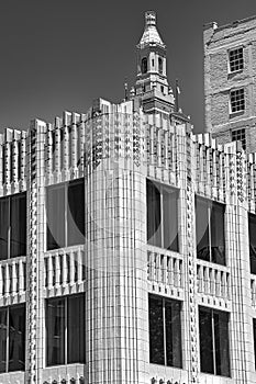 Details of Tulsa`s Art Deco Pythian Building formerly Gillette-Tyrell Building