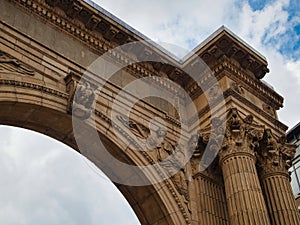 Details of the Union Station Arch in the Arena District  in downtown Columbus Ohio USA