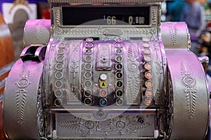 Details of Vintage Decorated and Silver-plated Cash Register